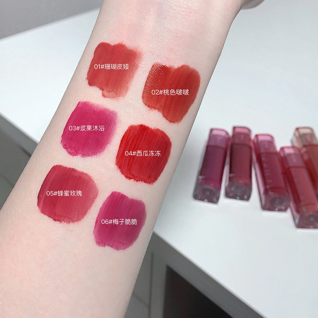 Gege Bear Lip Gloss Mirror Surface Moisturize Moisturizing Red Square Tube Liquid Lipstick