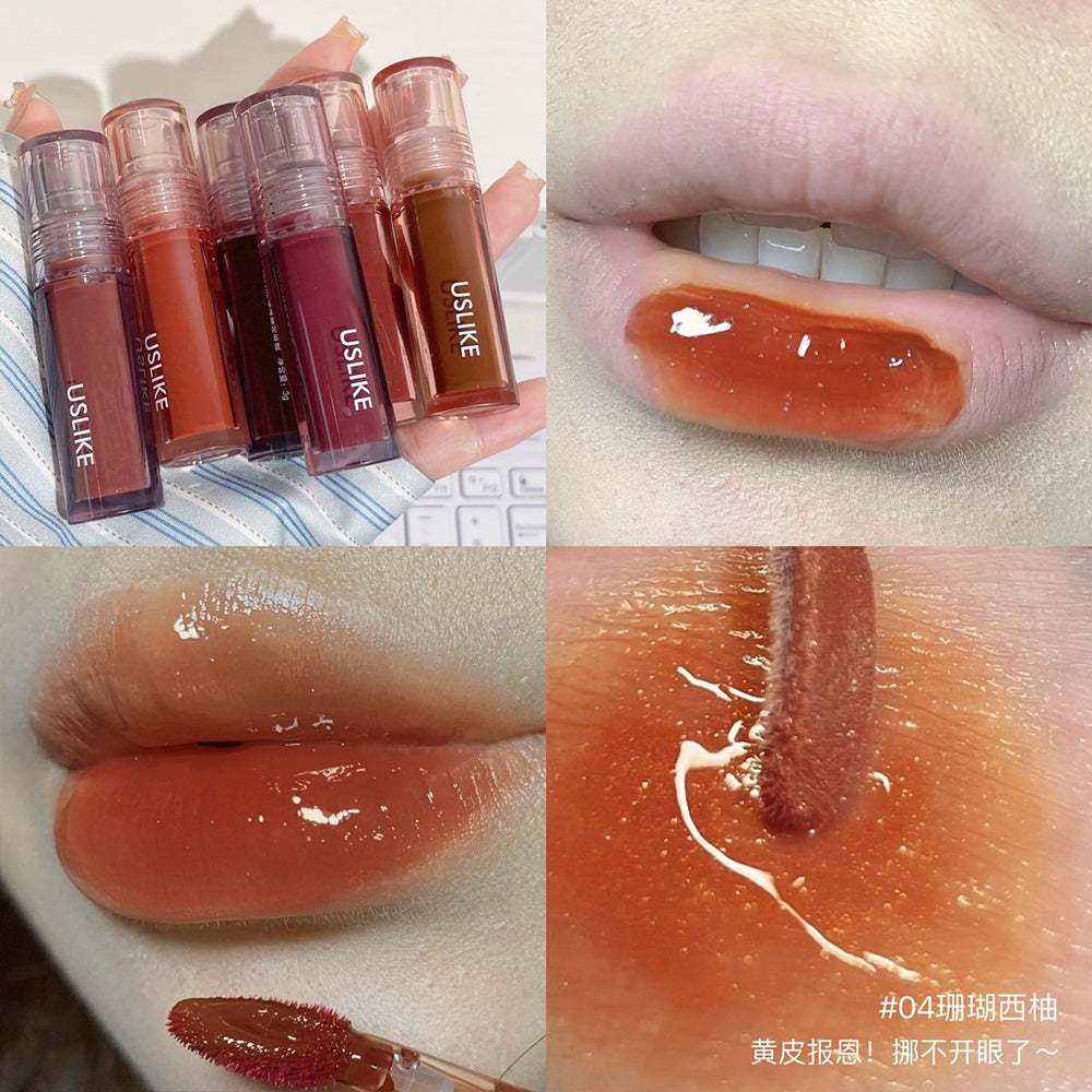 USLIKE Water Light Lip Gloss Mirror Lip Glaze Not To Fall Off Non -dipped Cup Lasting Nourish Lipstick High Value Lipstick