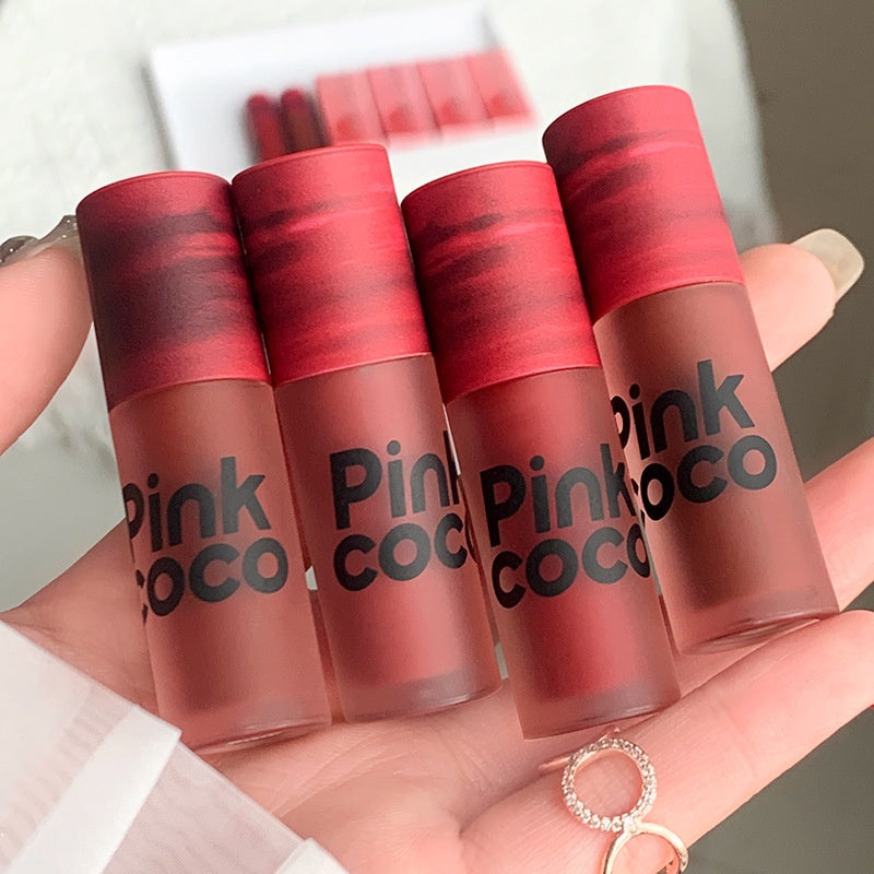 Pinkcoco Lip Gloss Matte Water Proof Lasting Lip Glaze Rose Nature Lipstick