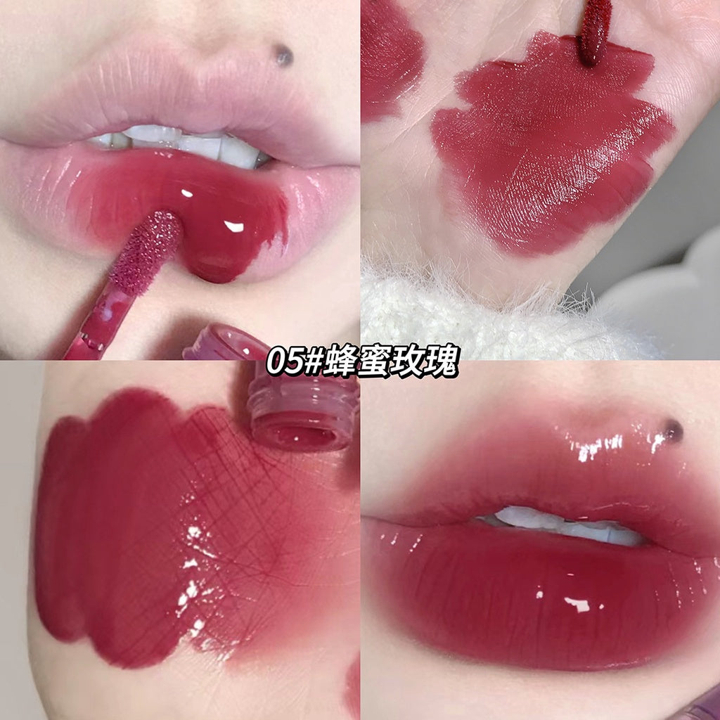 Gege Bear Lip Gloss Mirror Surface Moisturize Moisturizing Red Square Tube Liquid Lipstick