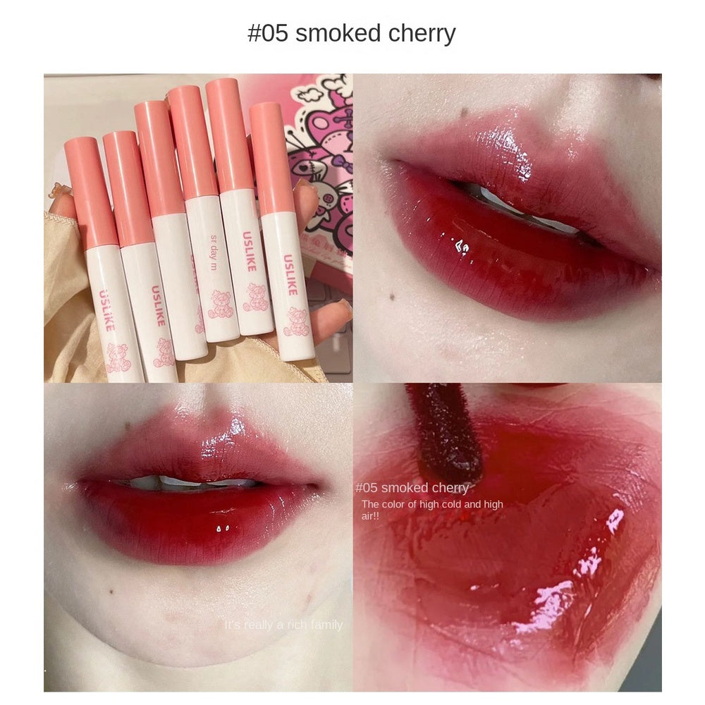 Uslike Lip Gloss Cute Rabbit Mirror Moisturize Moisturizing Lasting Nature Lipstick Gift Box 6-colors