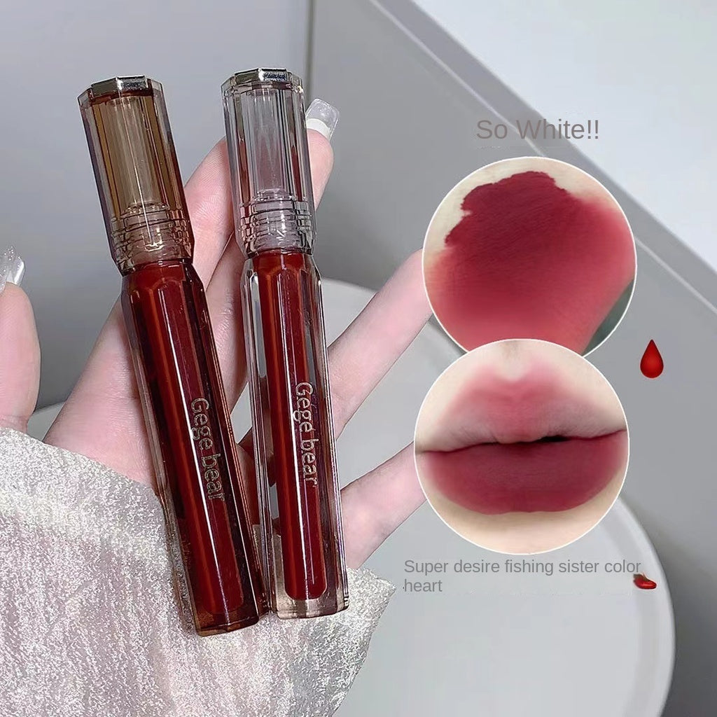 Gege Bear Lip Gloss Brown Velvet Matte Water Proof Lasting Lipstick