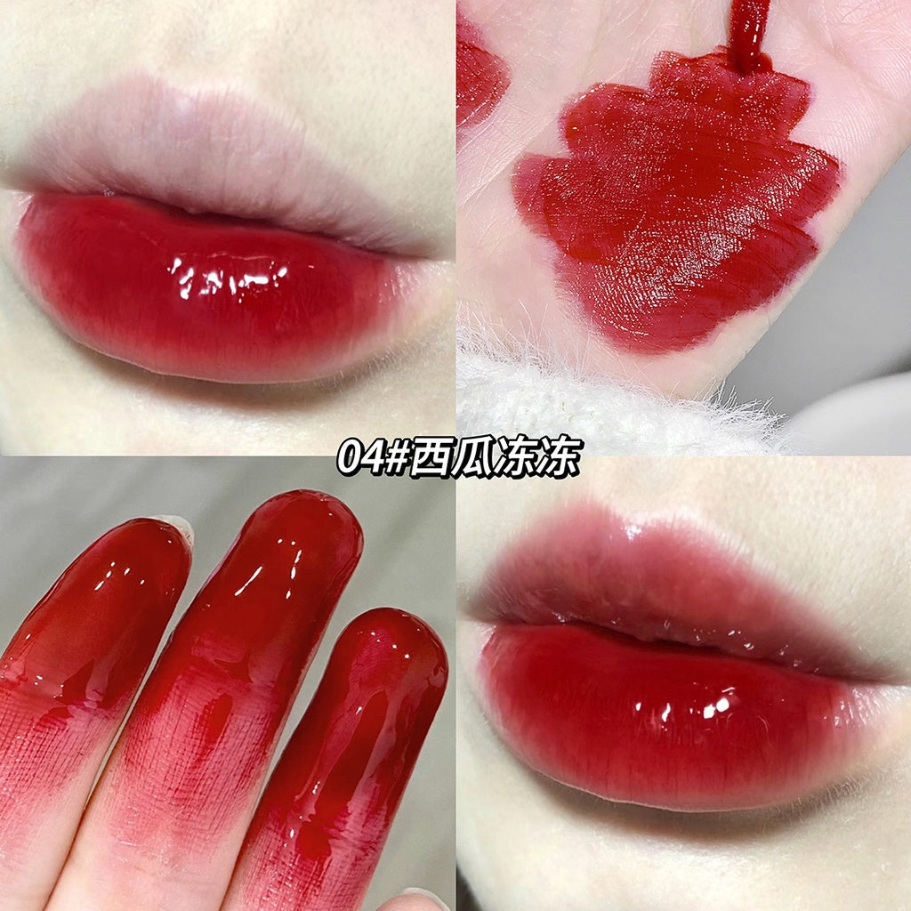 Gege Bear Lip Gloss Mirror Surface Moisturize Moisturizing Red Square Tube Liquid Lipstick