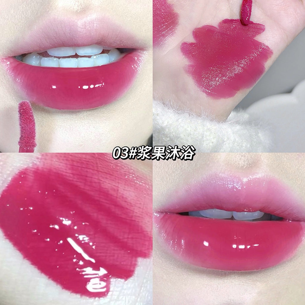 Gege Bear Lip Gloss Mirror Surface Moisturize Moisturizing Red Square Tube Liquid Lipstick