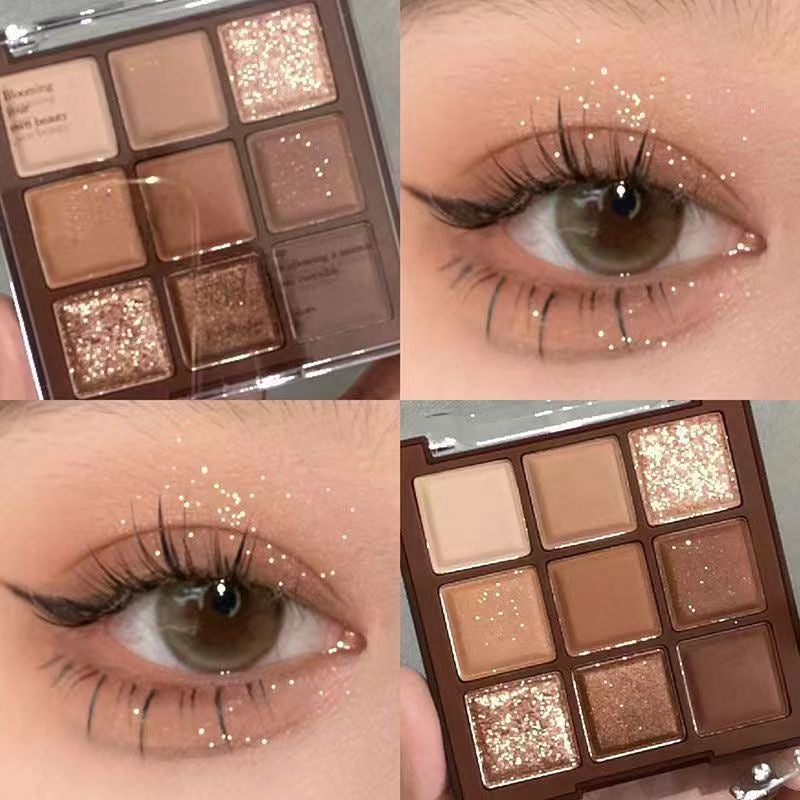 JADED Shadow Tray Chocolate Nine -colored Sparkling Pearl Daily Brighten Nature Not Easy To Remove Makeup Shadow Tray