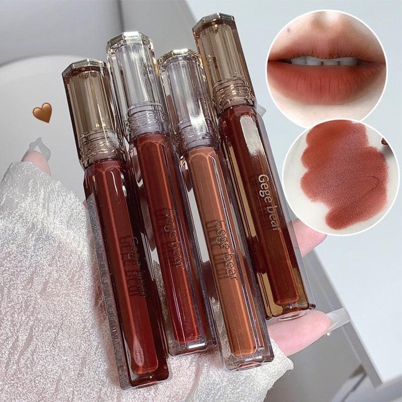 Gege Bear Lip Gloss Brown Velvet Matte Water Proof Lasting Lipstick