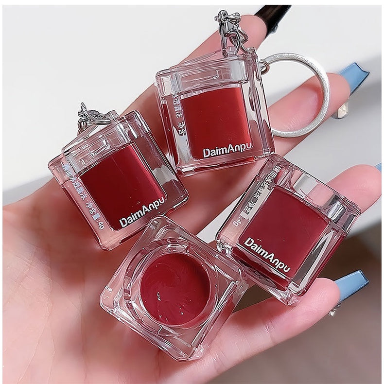 Daimanpu Lip Gloss Ice Cubes Key Buckle Mirror Surface Moisturize Moisturizing Lasting Nature Lipstick