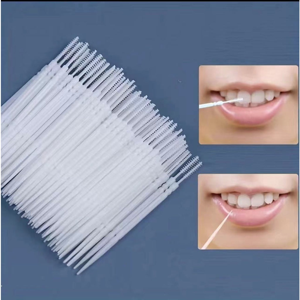 100 PCS Pick Interdental Brush Double-Head Brush for Teeth Cleaning Toothpick Oral Care Tool