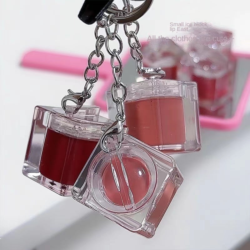 Daimanpu Lip Gloss Ice Cubes Key Buckle Mirror Surface Moisturize Moisturizing Lasting Nature Lipstick