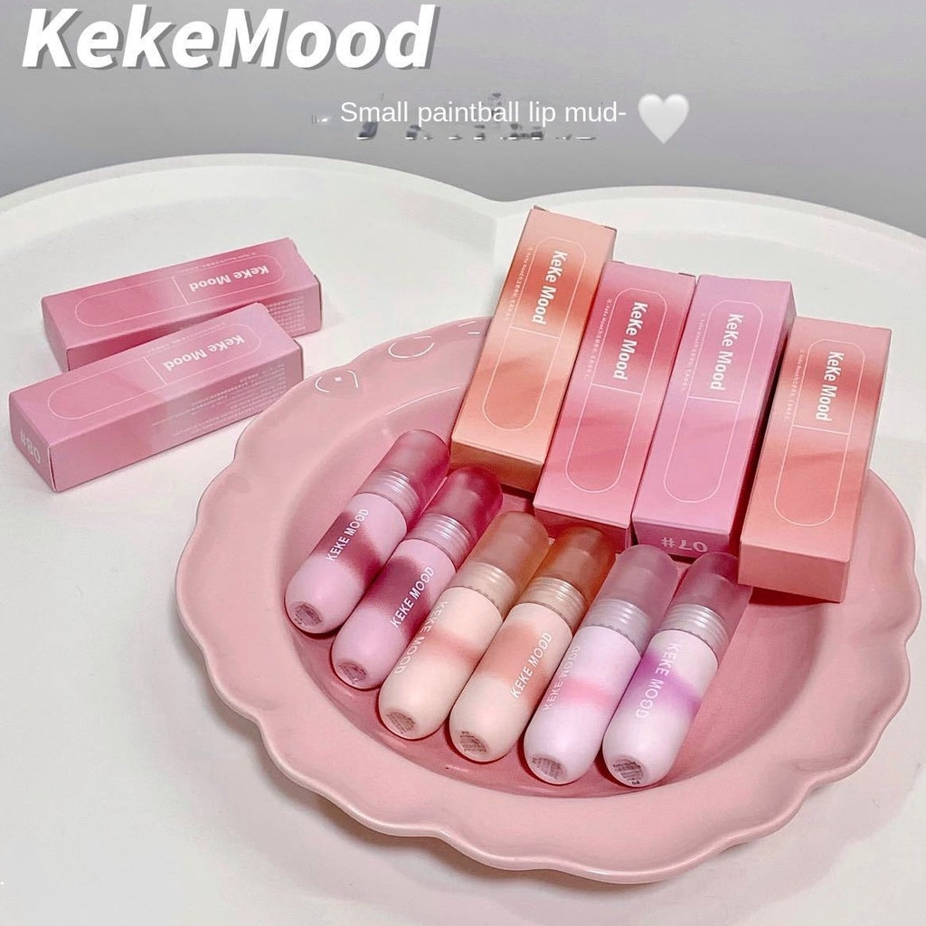 Kekemood Lip Gloss Velvet Lip Glaze Matte Gray Pink Nature Water Proof Lasting Lipstick