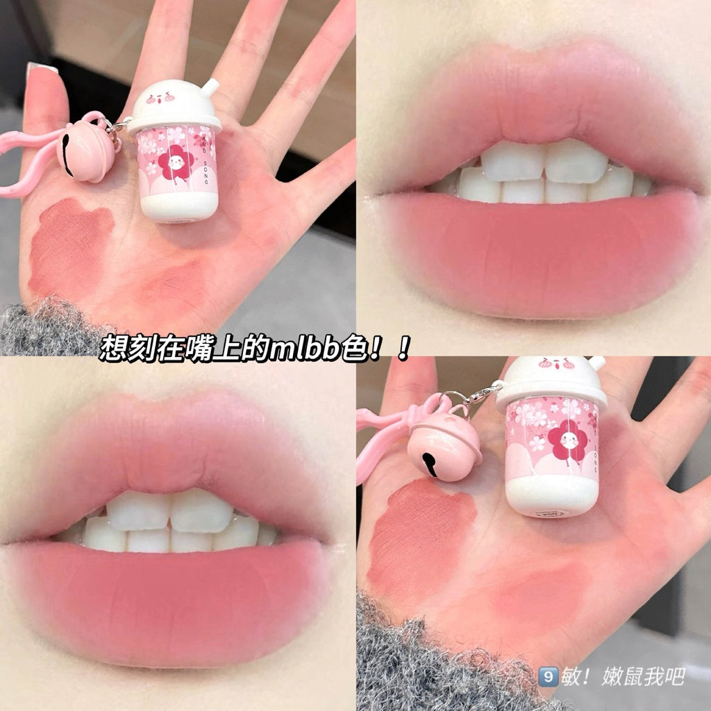 Lip Gloss Cute Key Buckle Milk Cup Matte Water Proof Lasting Nature Not Easy To Fade Lipstick