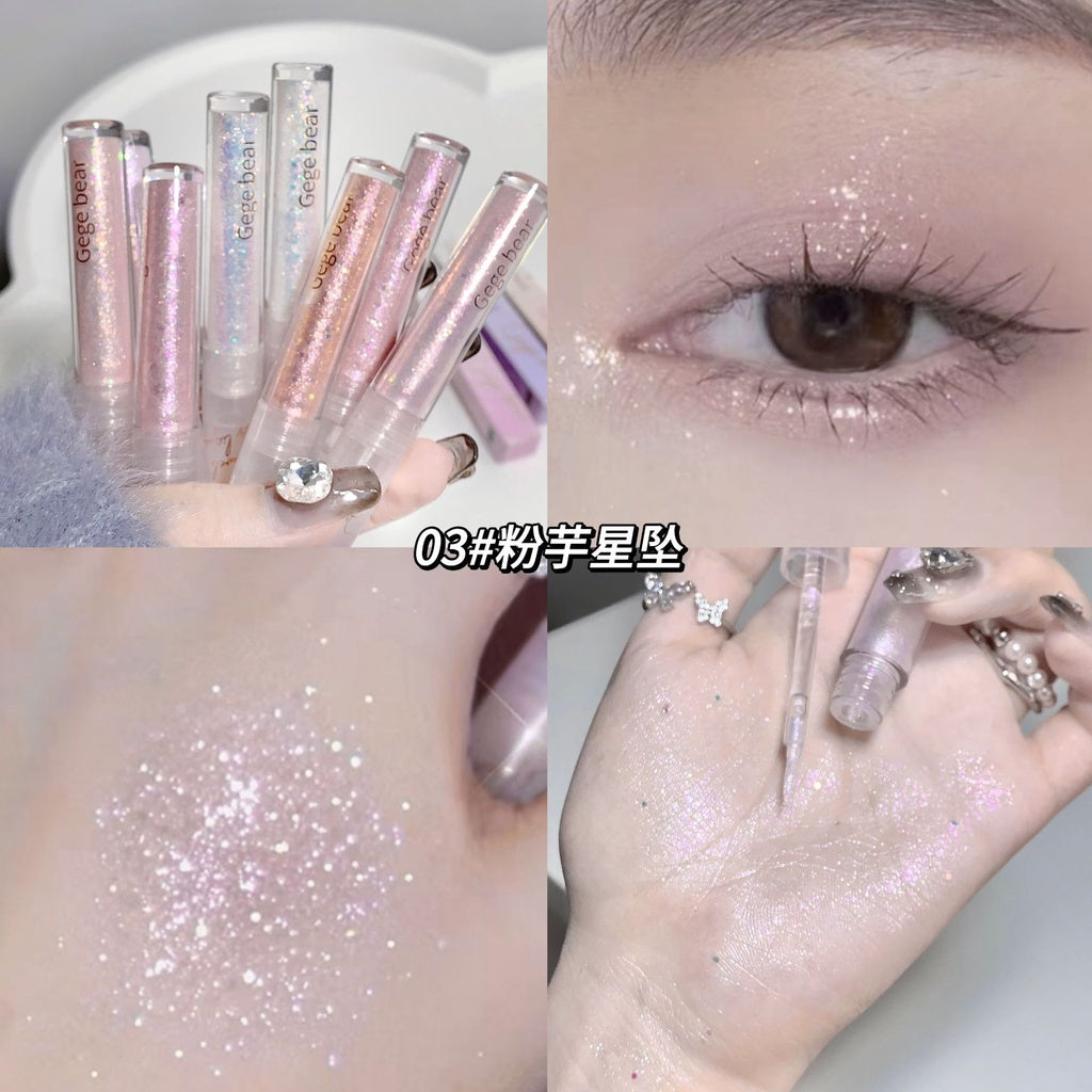 Gege Bear Gem Liquid Eye Shadow Sparkling Brighten Pearl Sequins Highlight Anti -sweat Water Proof