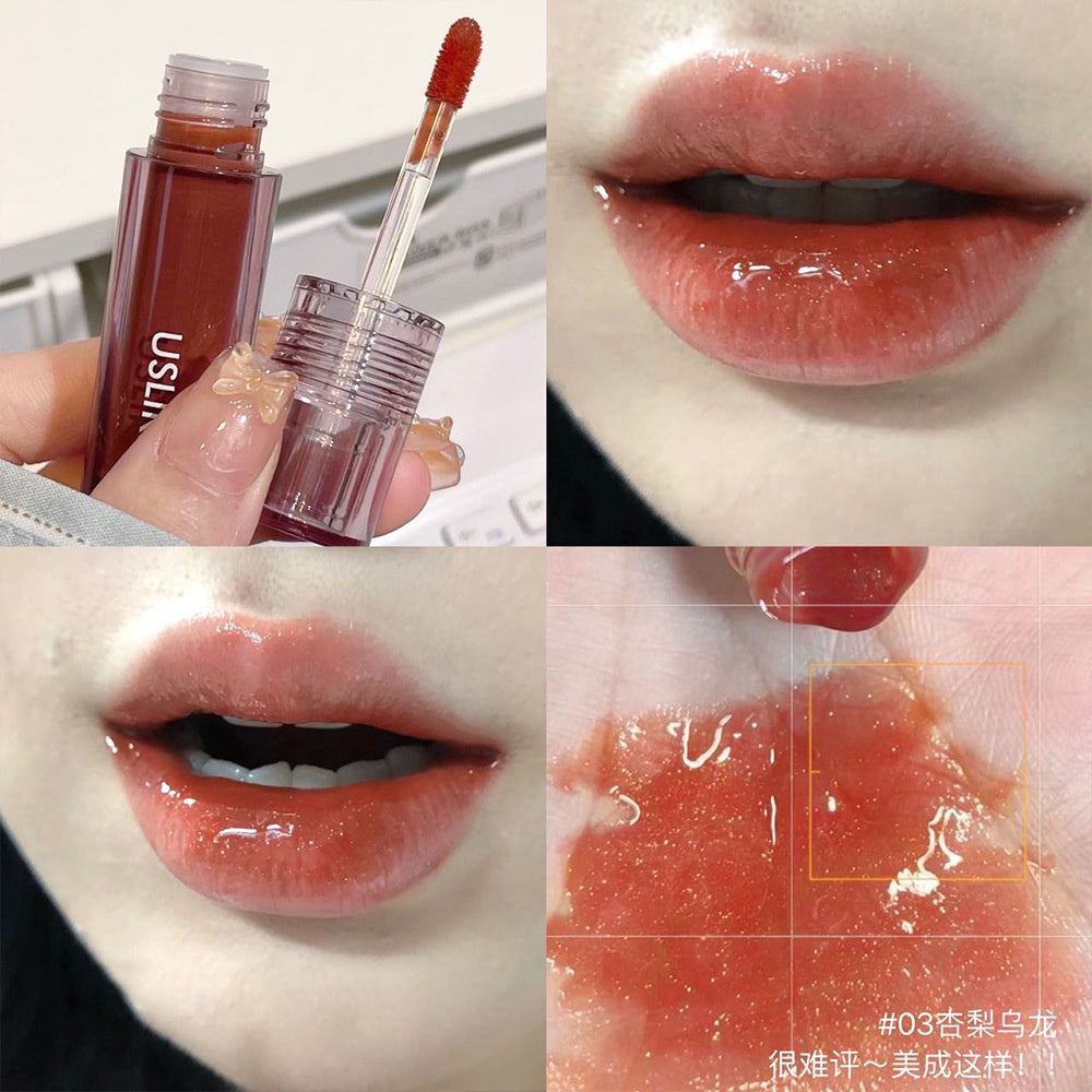 USLIKE Water Light Lip Gloss Mirror Lip Glaze Not To Fall Off Non -dipped Cup Lasting Nourish Lipstick High Value Lipstick