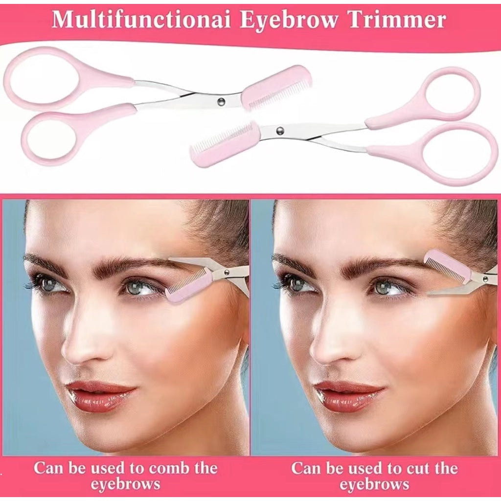 Eyebrow Scissors for Women Eyebrow Trimmer Scissors with Comb Eyebrow Shaping Cut Comb Scissors Non Slip Finger Grips Hair Removal Beauty Accessories for Men Women