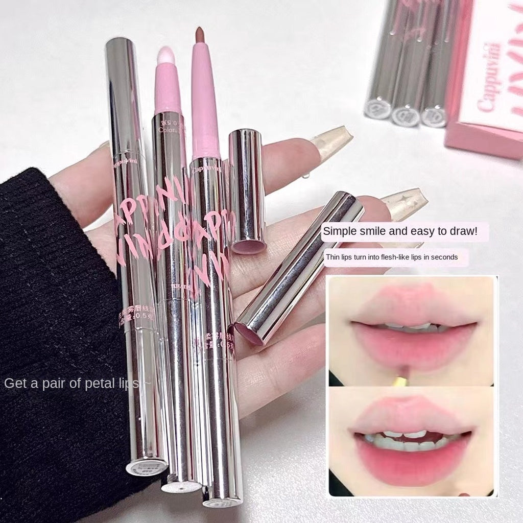 Cappuvini Small Silver Tube Lip Thread Lip -shaped Nude Lipstick Lipstick Nature Lasting