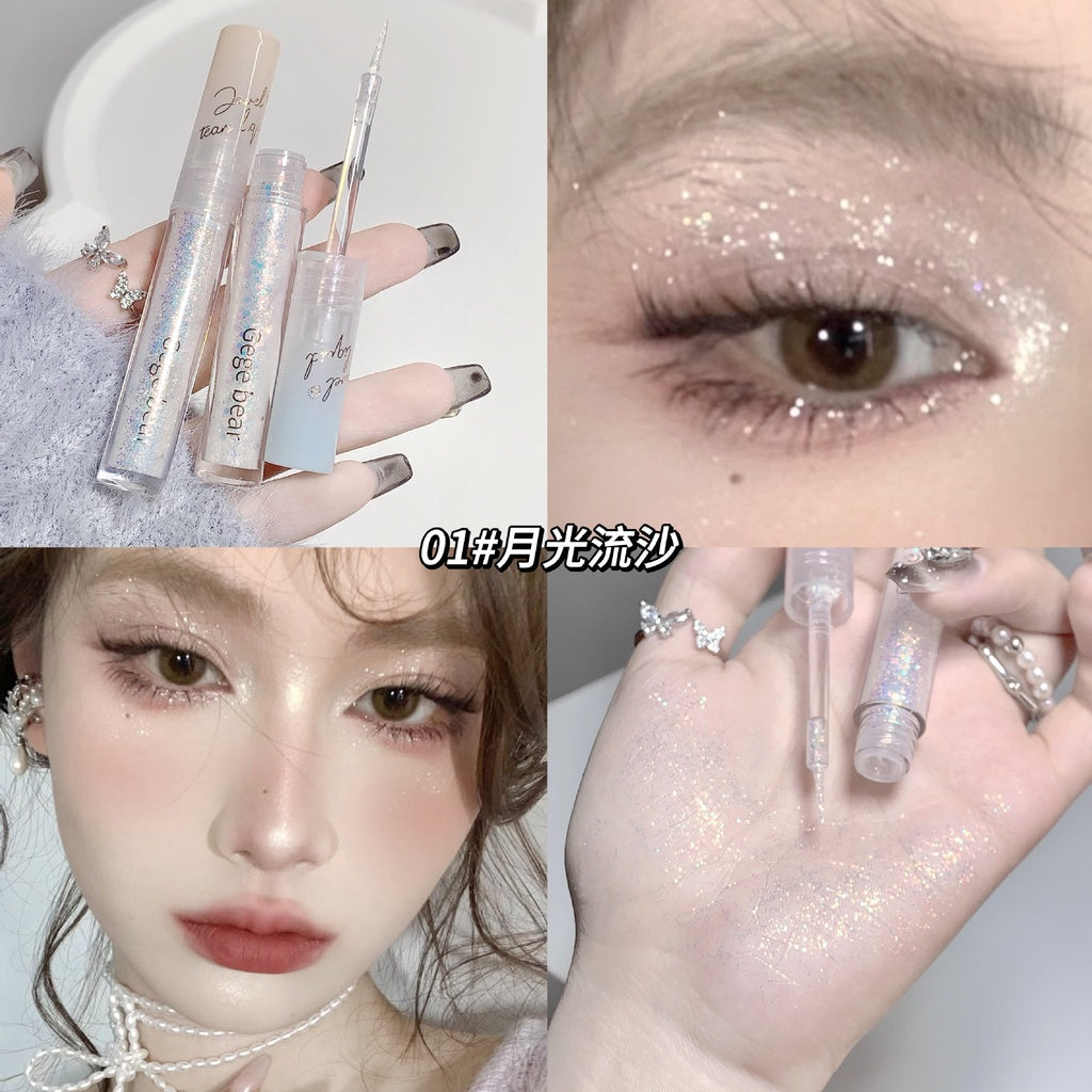 Gege Bear Gem Liquid Eye Shadow Sparkling Brighten Pearl Sequins Highlight Anti -sweat Water Proof