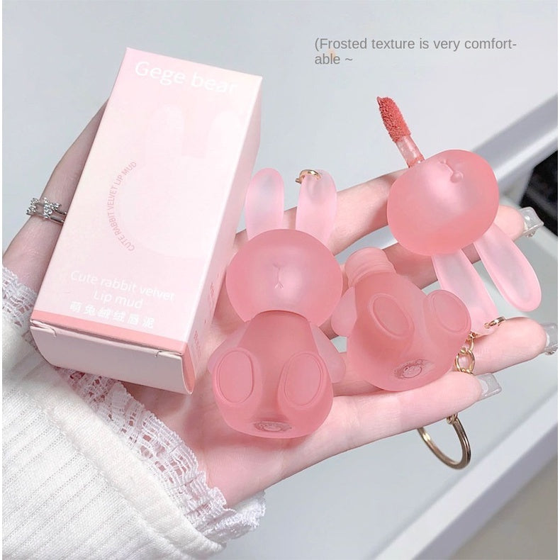 Gege Bear Cute Rabbit Key Buckle Lip Gloss Matte Water Proof Moisturize Lipstick