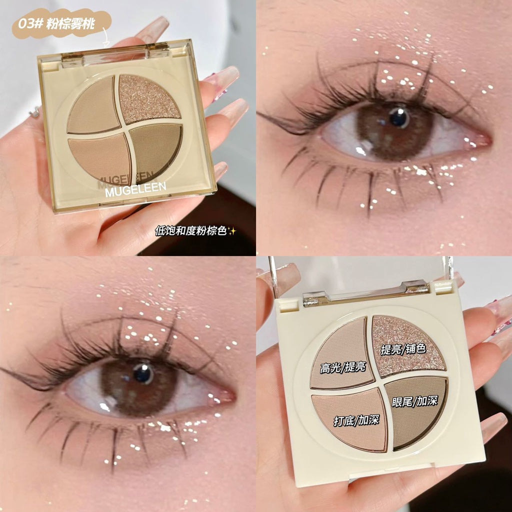 Eye Shadow Pearl Sparkling Matte Water Proof Lasting Nature Portable 4-colors