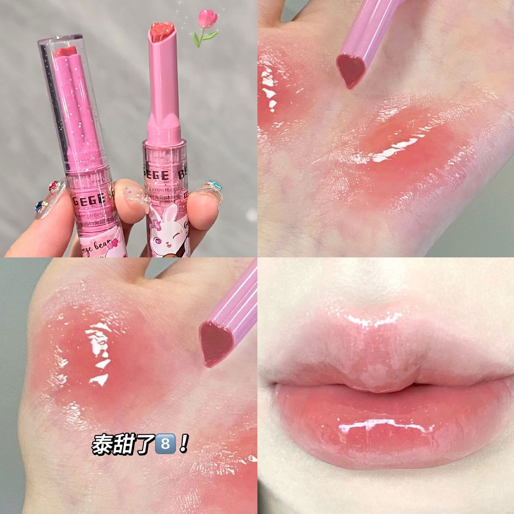 Gege Bear Love Lipstick Pink Rabbit Solid Sparkling Moisturizing Moisturize Lasting Lip Gloss