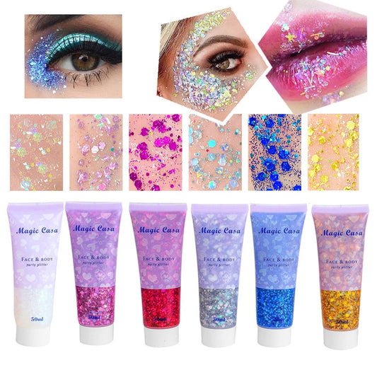 MAGIC CASA Sequins Highlight Lips Body Eye Shadow Pearlescent Shiny Colorful Stage Makeup Makeup