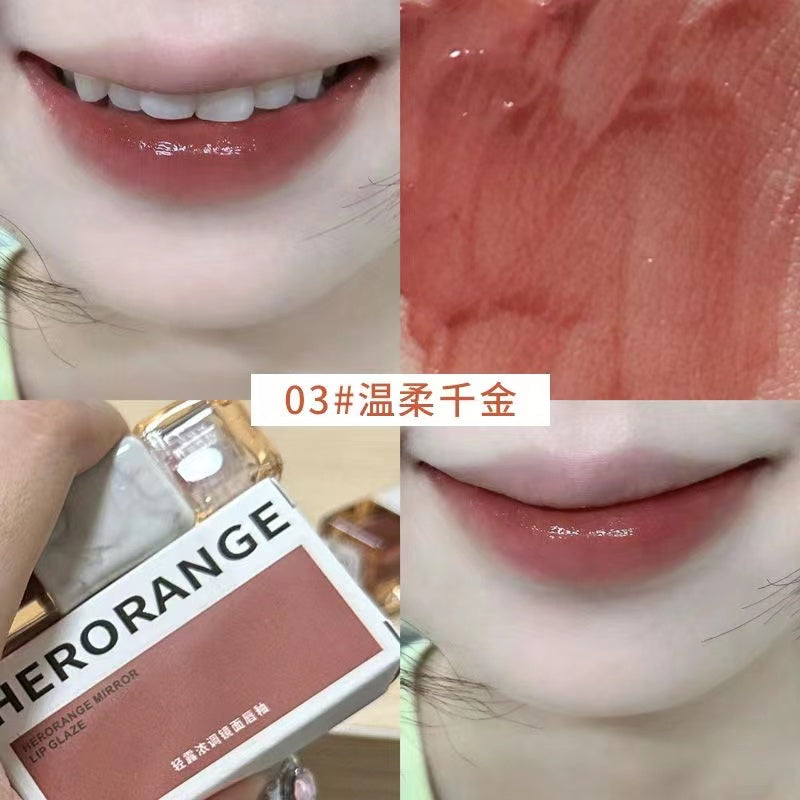 HERORANGE Lip Gloss Mirror Moisturize Moisturizing Lasting Crystal Jelly Lipstick