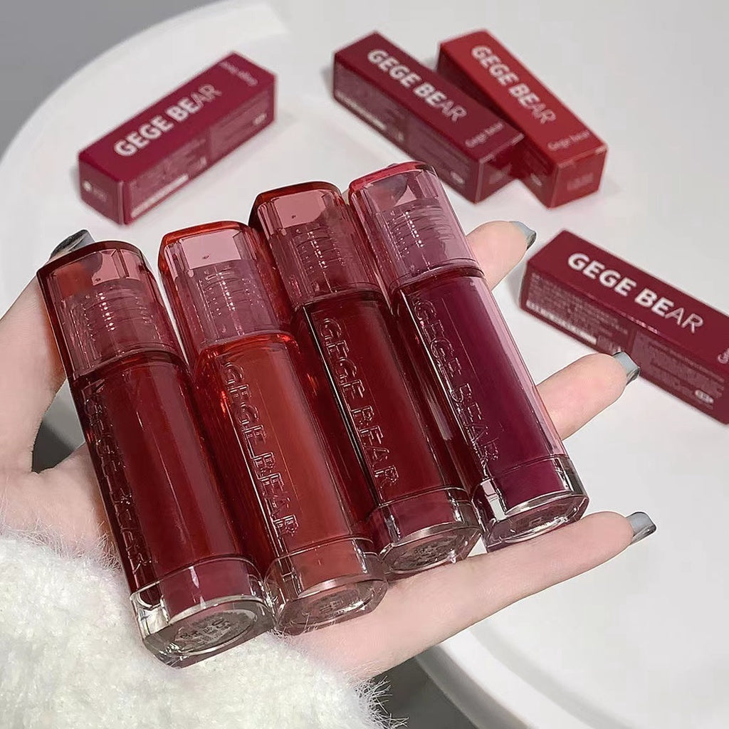 Gege Bear Lip Gloss Mirror Surface Moisturize Moisturizing Red Square Tube Liquid Lipstick