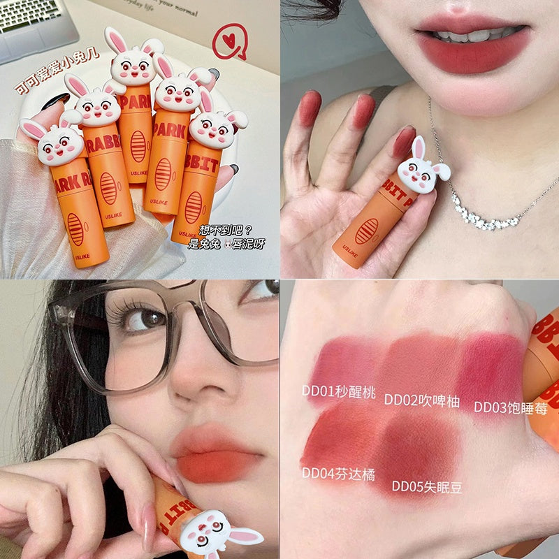 Uslike Carrot Rabbit Lip Gloss Lip and Cheek Dual-use Lip Mud Whitening Lipstick Waterproof