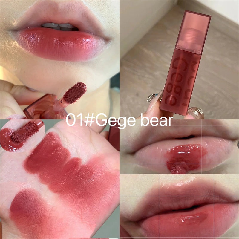 Gege Bea Cute Bear Velvet Lip Glaze Matte Lip Gloss 6 Color