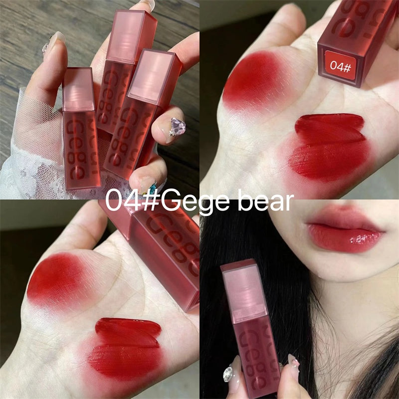 Gege Bea Cute Bear Velvet Lip Glaze Matte Lip Gloss 6 Color