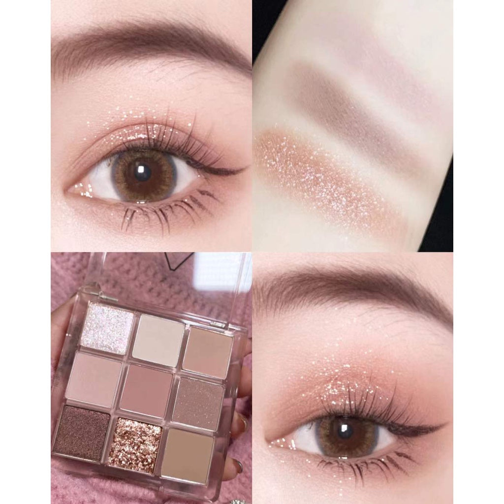 Rose Eyeshadow Nine Colors Transparent Acrylic Pearlescent Matte Eyeshadow Palette Waterproof Not Easy To Fade