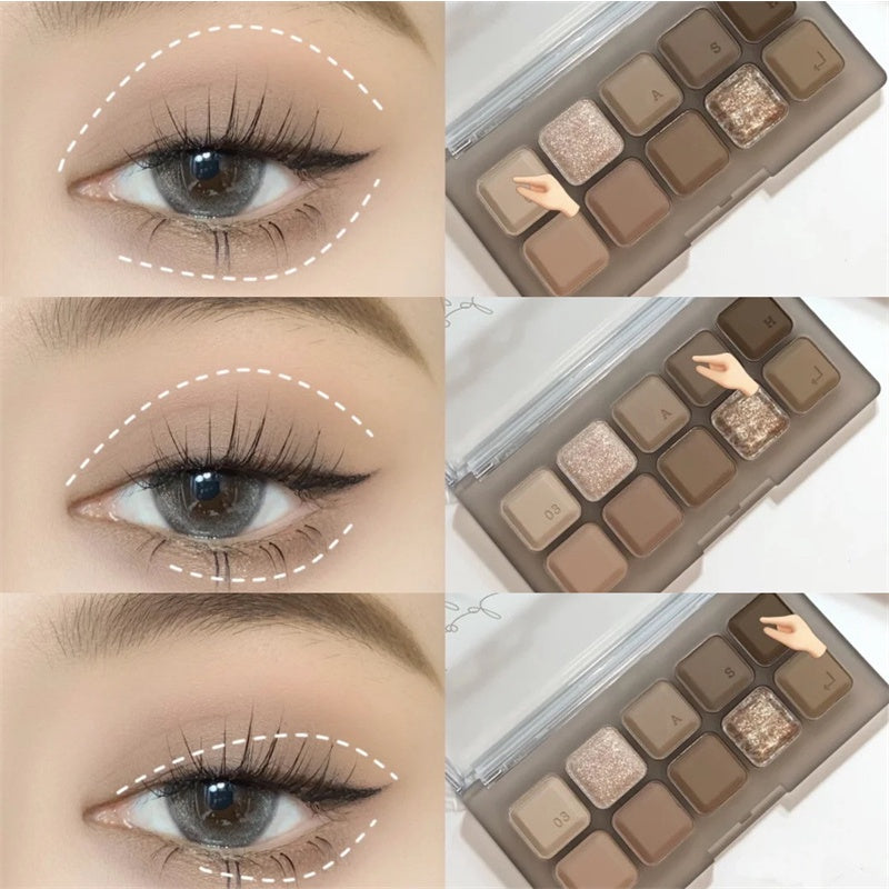 MUGE LEEN Ten Color Eyeshadow Palette Lasting Not Easy To Fade Waterproof Nature Eye Shadow